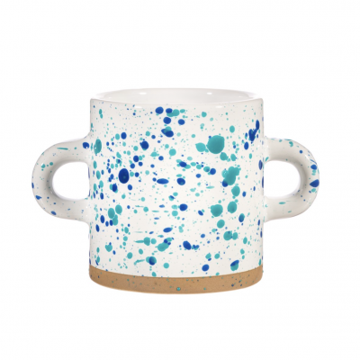 Turquoise And Blue Splatterware Planter