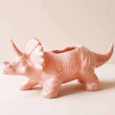 PINK TRICERATOPS DINOSAUR PLANTER LISA ANGEL