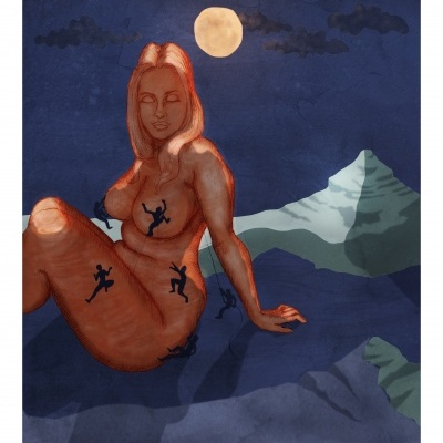 ILUSTRAÇÃO COR AZUL "ESCALADA" INÊS DIDELET