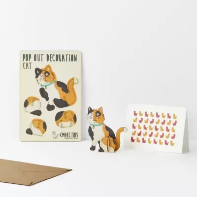 POP OUT CALICO CAT CARD