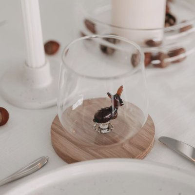 Drinking Glass Deer Figure EULENSCHNITT