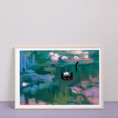 ILUSTRAÇÃO A4 "Clawed Meow Waterlily Cat" NIASKI