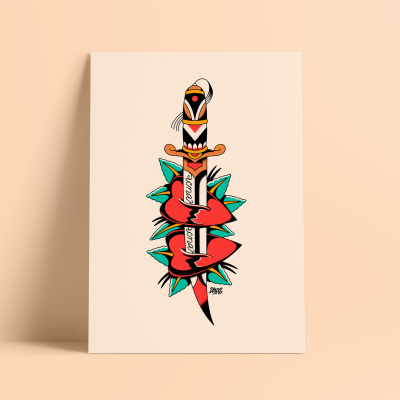 ILUSTRAÇÃO "HEART DAGGER" ZEROS TATTOO