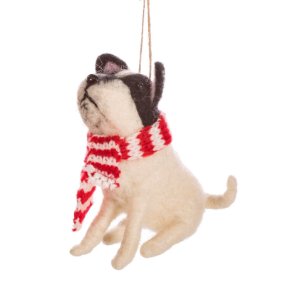 ENFEITE DE NATAL EM FELTRO "DOG WITH SCARF" SASS & BELLE