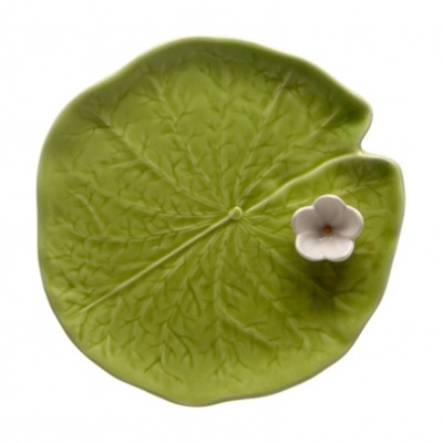 NENÚFAR "FOLHA COM FLOR 15,5 VERDE/BRANCO" BORDALLO PINHEIRO
