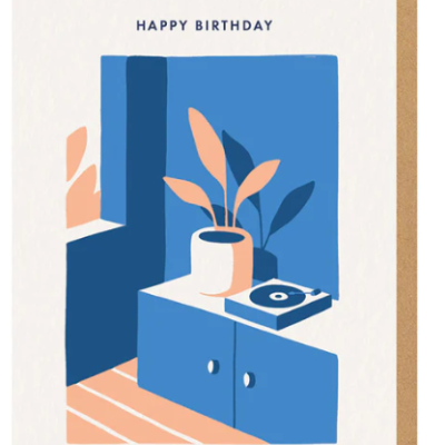RECORD PLAYER BIRTHDAY CARD OHH DEER