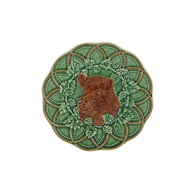 PRATO PÃO BOSQUE VERDE/CASTANHO 15,5 C/JAVALI BORDALLO PINHEIRO