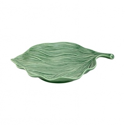 Prato decorativo verde em forma de folha