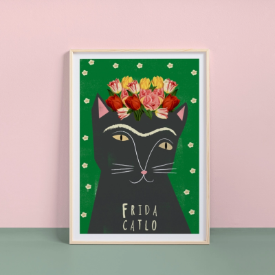 ILUSTRAÇÃO A4 "FRIDA CATLO CAT ARTIST" NIASKI