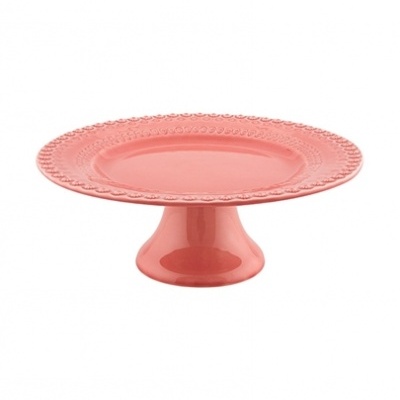PRATO COM PÉ 28 ROSA FANTASIA BORDALLO PINHEIRO