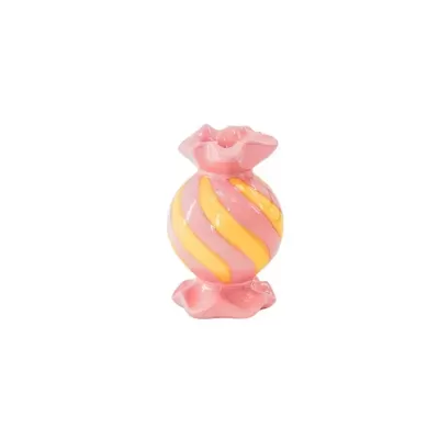 CANDLE HOLDER - TOFFEE CANDY- PINK/YELLOW - HOUSE VITAMIN