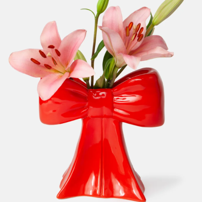 BOW VASE RED DOIY
