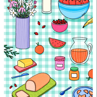 ILUSTRAÇÃO "BREAKFAST TABLE (AZUL)" KIKA