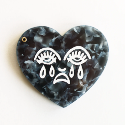 ESPELHO DE BOLSO CRYING HEART PRETO COUSINS COLLECTIVE