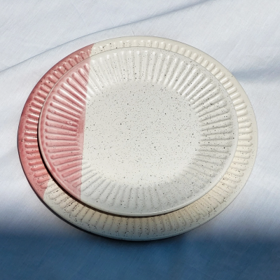 PRATO SOBREMESA ROSA TÁLIA PÓ DE BARRO