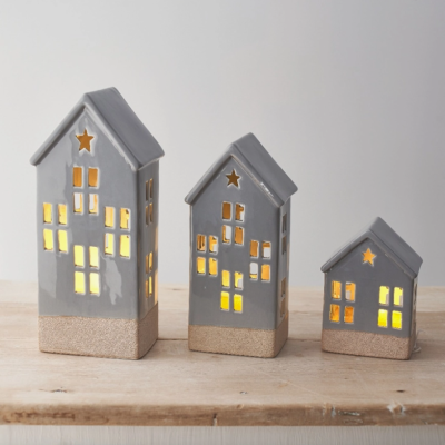 CASA CINZENTA COM LUZ LED  GAINSBOROUGH GIFTWARE