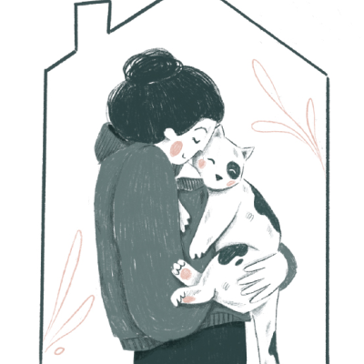 ILUSTRAÇÃO A5 "HUG A CAT" SARA LOU