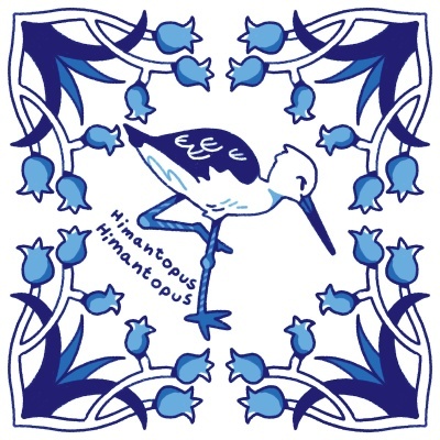 ILUSTRAÇÃO "AZULEJOS DE CASA - HIMANTOPUS HIMANTOPUS" MENDI MENDES