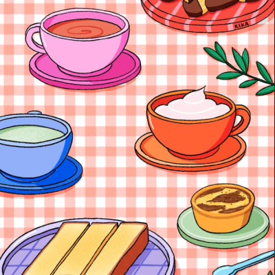 ILUSTRAÇÃO "COFFEE TABLE ( LARANJA )"KIKA