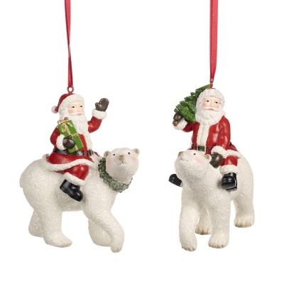 ENFEITE DE NATAL "SANTA RIDING POLAR BEAR" GOODWILL