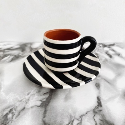 ESPRESSO CUP AND SAUCER "HORIZONTAL STRIPE" CASA CUBISTA