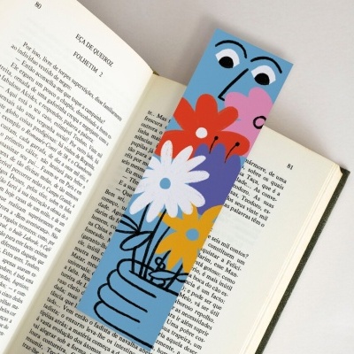 MARCADOR DE LIVROS ILUSTRADO "BLUE FLOWER" MATILDE HORTA