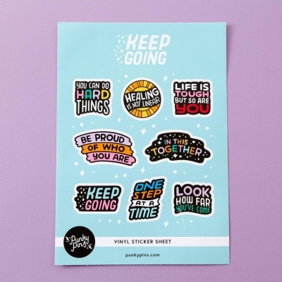 VINYL STICKER SHEET A5 "KEEP GOING" PUNKY PINS