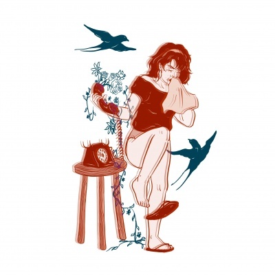 ILUSTRAÇÃO "SPRING IS CALLING "BITE THE NAIL