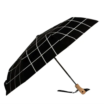 Black Grid Pattern Duck Handle Umbrella ORIGINAL DUCKHEAD