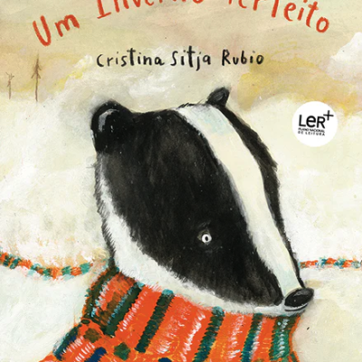 Capa de livro com texugo e cachecol colorido