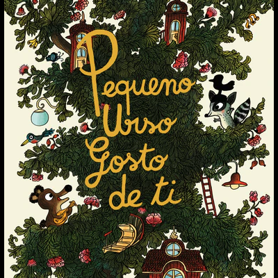 capa do livro Pequeno Urso Gosto de ti com árvore ilustrada e animais