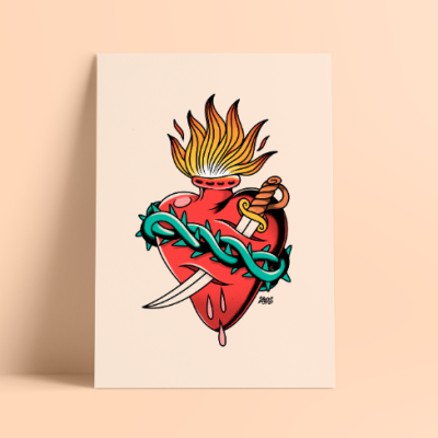 ILUSTRAÇÃO "SACRED HEART" ZEROS TATTOO