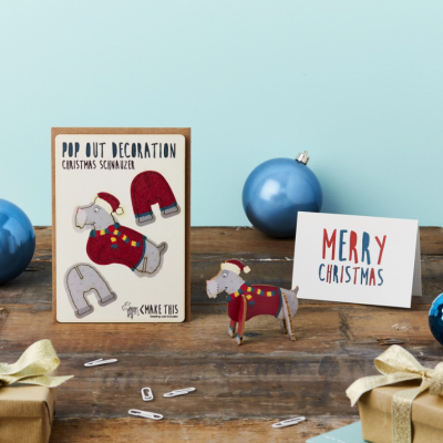 POP OUT SCHNAUZER CHRISTMAS CARD