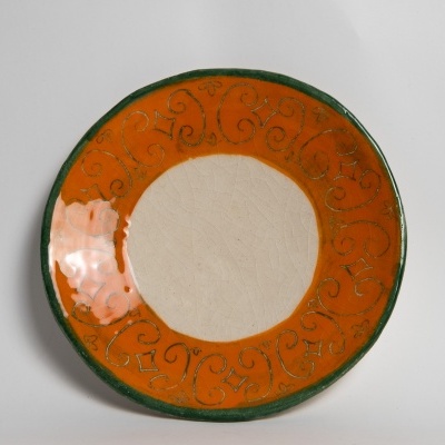 CERÂMICA "PRATO VERDE COM LARANJA ESCAVADO" MATILDE HORTA