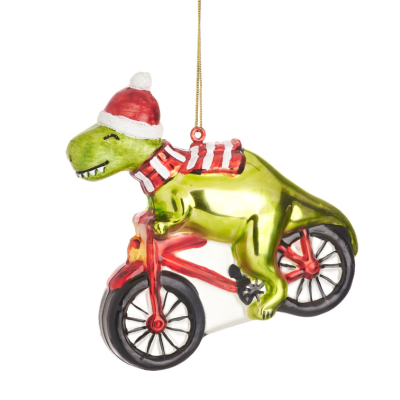 ENFEITE DE NATAL "DINOSAUR ON A BICYCLE" SASS & BELLE