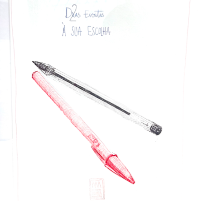 ORIGINAL " BIC DUAS ESCRITAS PRETO VERMELHO " ALCINA MANUELA CARNEIRO