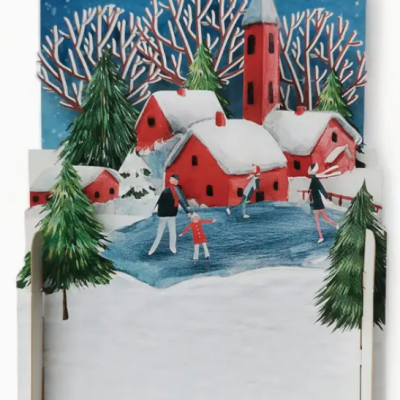 POSTAL DE NATAL POP-UP "XMAS SKATING" ALLJOY DESIGN