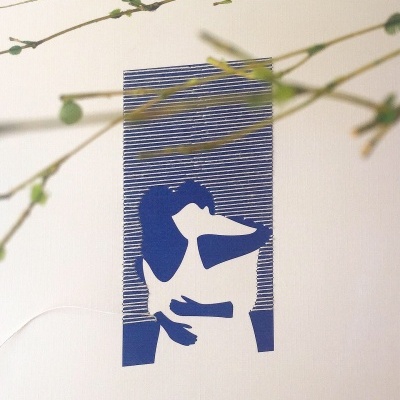 ILUSTRAÇÃO BORDADA COR AZUL "DIA" CATARINA PAULO