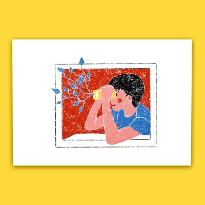 ILUSTRAÇÃO "MENINO À JANELA" BÁRBARA R.