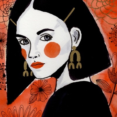 ILUSTRAÇÃO "MULHER DE PRETO COM JÓIAS" JOANA NOBREGA