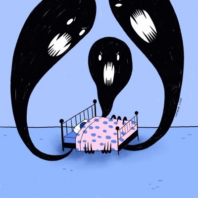 ILUSTRAÇÃO "MONSTROS DEBAIXO DA CAMA" CARTOLINA LIMÃO