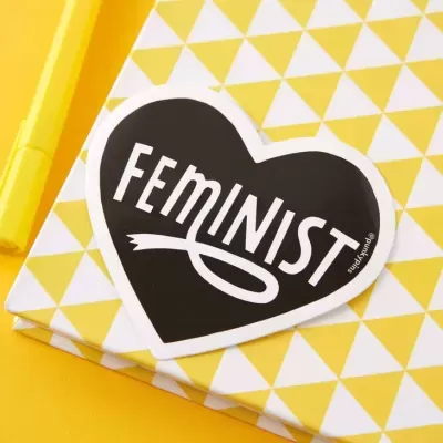 FEMINIST HEART BLACK LARGE VINYL STICKER PUNKY PINS