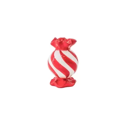 CANDLE HOLDER - TOFFEE CANDY- RED/WHITE - HOUSE VITAMIN