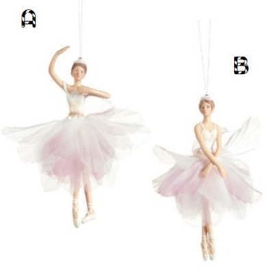 SHEER FLOWER PETAL BALLERINA ORN ASS/2 WH 17CM GOODWILL