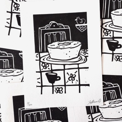 LINOGRAVURA "BOLO DE FUBÁ" JEFFERSON RIB
