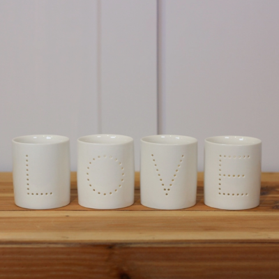 CONJUNTO DE 4 SUPORTES PARA VELA "LOVE" 8 CM GAINSBOROUGH GIFTWARE