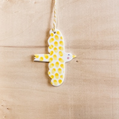 PÁSSARO AMARELO CERÂMICA CARTOLINA LIMÃO