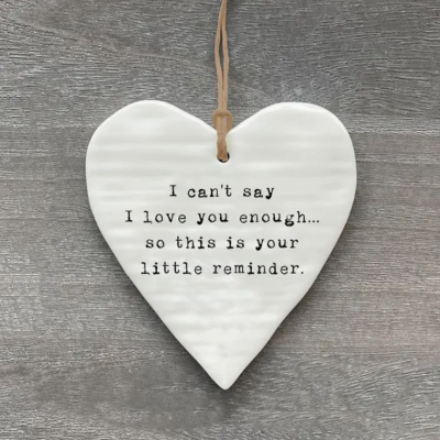 CORAÇÃO PENDURADO CERÂMICA "I CAN'T SAY" GAINSBOROUGH GIFTWARE