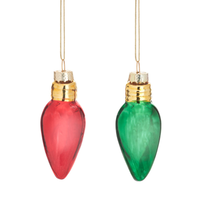 CHRISTMAS LIGHT BULBS SHAPED BAUBLE - SET OF 2 SASS BELLE