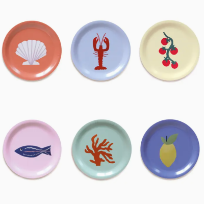 Conjunto de 6 Bases para Copos 'Almoço à Beira-Mar' - 11cm BLU KAT